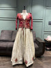Cream Tissue Anarkali with Red Gajji Jacket