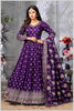 Royal Purple Silk Anarkali Gown with Zari Weave and Butta Work