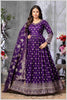 Royal Purple Silk Anarkali Gown with Zari Weave and Butta Work