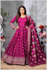Dark pink Silk Anarkali Gown with Zari Weave and Butta Work