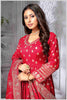 Red Silk Anarkali Gown with Zari Weave and Butta Work