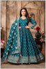 Dusty Blue Blue Silk Anarkali Gown with Zari Weave