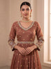 Tissue Anarkali Gown with Intricate Beads Handwork and Dupatta
