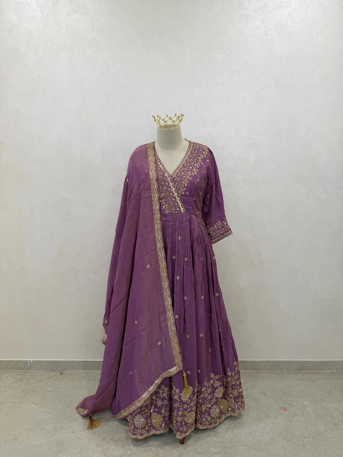 Handwork Anarkali Gown with Embellished Dupatta
