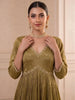 Tissue Anarkali Gown with Golden Lace Detailing and Dupatta