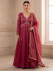 Tissue Anarkali Gown with Golden Lace Detailing and Dupatta