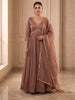 Tissue Anarkali Gown with Golden Lace Detailing and Dupatta