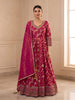 Tissue Silk Anarkali Gown with Zari Weaving and Dupatta