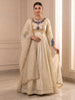 Tissue Anarkali Gown with Bandhani Patchwork and Handwork