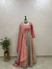 Tissue Anarkali Gown with Handwork and Machine Work Dupatta
