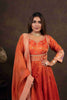 Rust Anarkali with Folk Motif Silk Dupatta