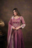 Magenta Anarkali with Folk Motif Silk Dupatta