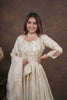 Off White Anarkali with Folk Motif Silk Dupatta