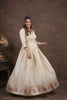 Off White Anarkali with Folk Motif Silk Dupatta
