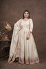 Off White Anarkali with Folk Motif Silk Dupatta