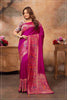 Majestic Rani Pink Saree with Multicolor Blouse.