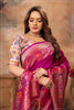 Majestic Rani Pink Saree with Multicolor Blouse.