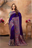 Royal Purple Dola Silk Saree with Multicolor Blouse.