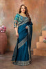 TealBlue Banarasi Silk Saree with Designer Stitched Blouse