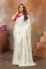 Off-White Chinon Saree with Pink Blouse