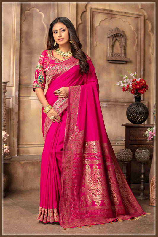 Banarasi Silk Saree with Stitched Designer Blouse