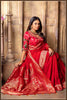 Red Banarasi Silk Saree with Stitched Blouse