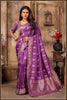 Magenta Banarasi Silk Saree with Stitched Blouse