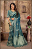Lime Peacock blue Banarasi Tissue Silk Saree with gold Zari Elegance