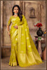 Lime Yellow Banarasi Tissue Silk Saree with Golden Zari Elegance