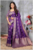 Purple Banarasi Silk Saree with Stitched Blouse