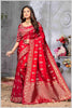 Red Banarasi Silk Saree with Stitched Blouse