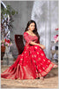 Red Banarasi Silk Saree with Stitched Blouse