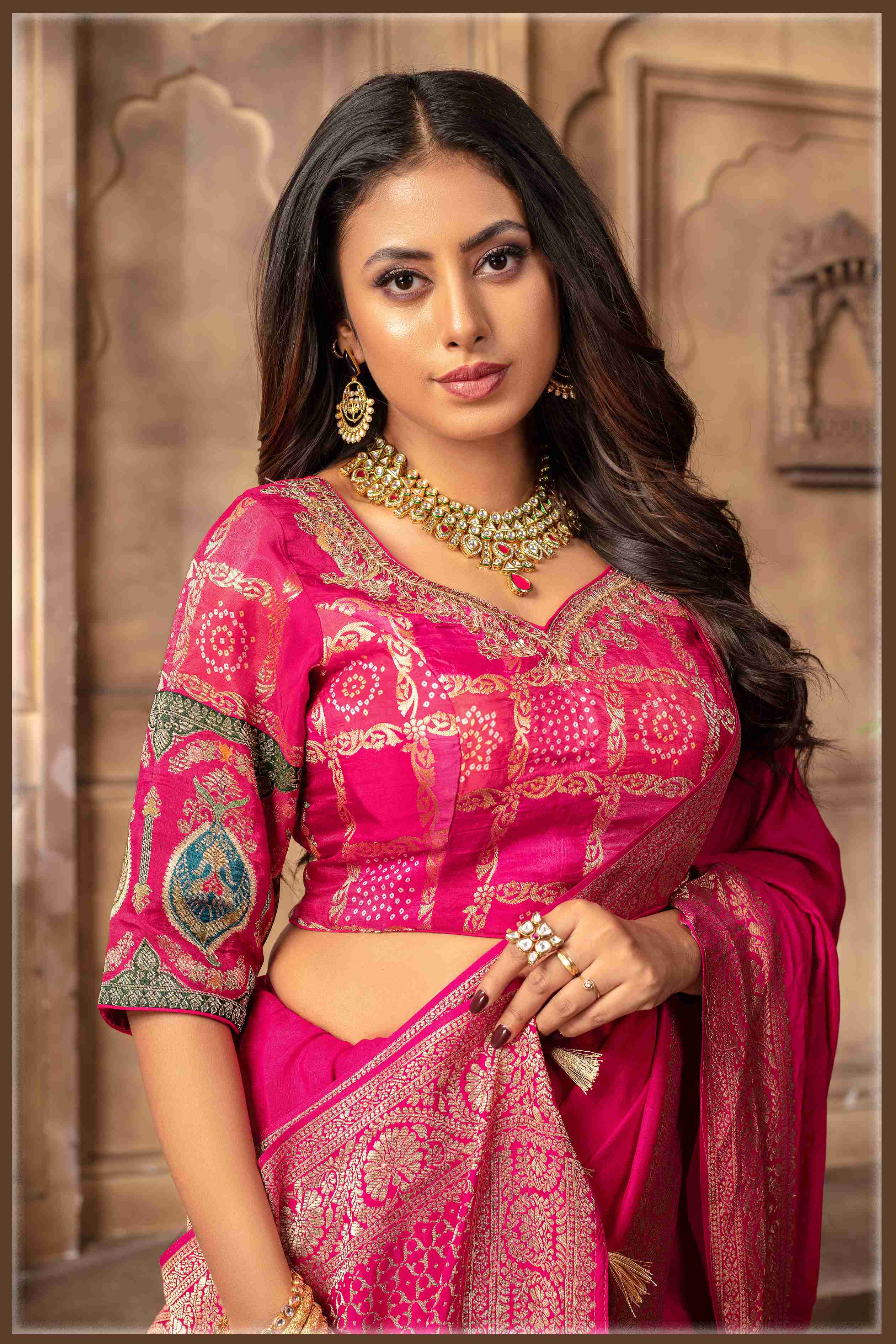 Banarasi Silk Saree with Stitched Designer Blouse