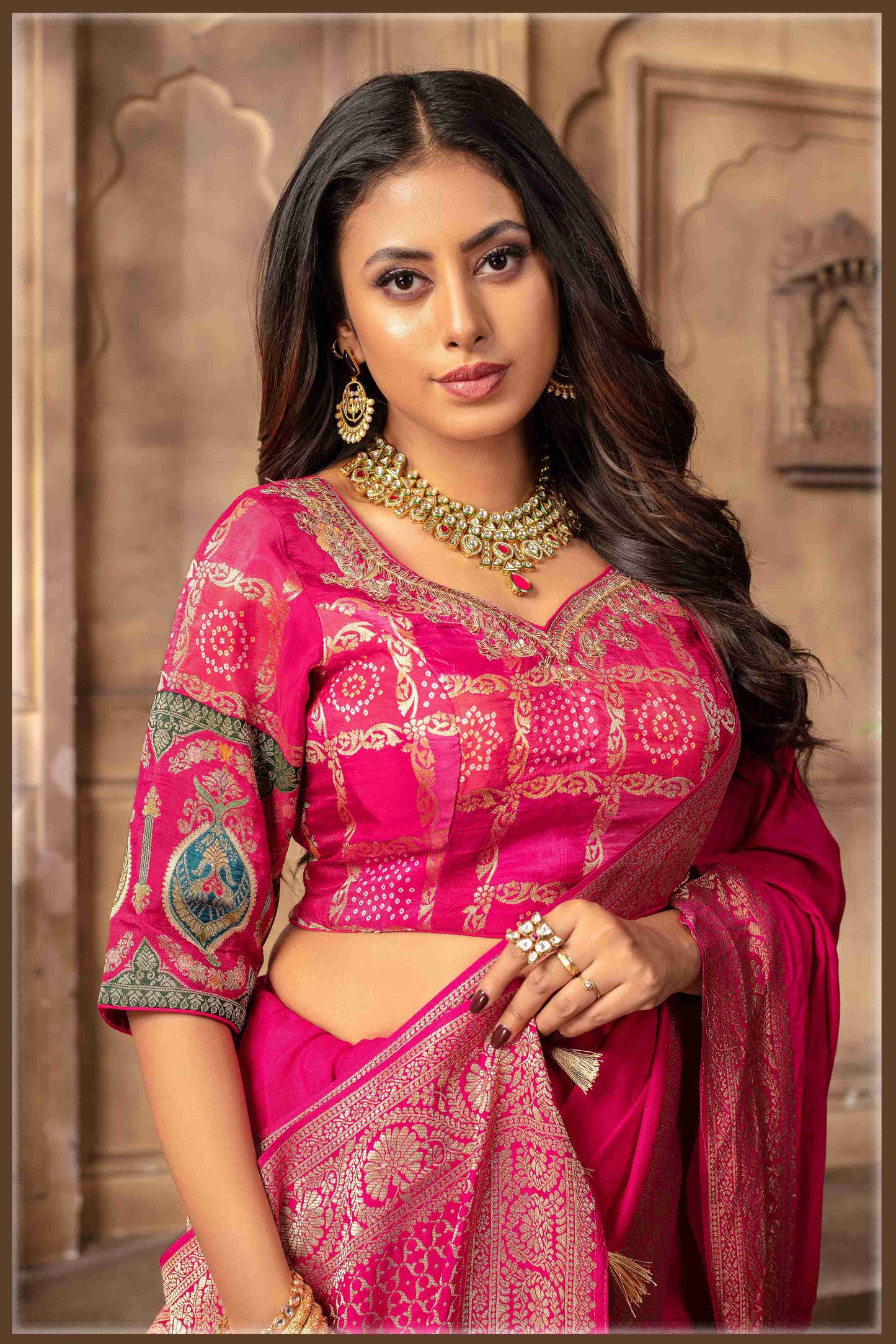 Banarasi Silk Saree with Stitched Designer Blouse