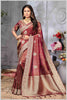 Maroon Copper Banarasi Tissue Silk Saree with Golden Zari Elegance