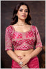 Pink Gajji Silk Blouse with Floral Zari and Mirror Hand Embroidery