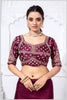 Wine Gajji Silk Blouse with Mirror Hand Embroidery