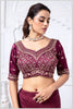 Wine Gajji Silk Blouse with Multicolor Thread and Zari Embroidery