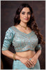 Dusty Blue Gajji Silk Blouse with Multicolor Thread and Zari Embroidery