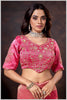 Pink Gajji Silk Blouse with Golden Zari & Sequin Embroidery