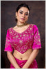 Rani Pink Gajji Silk Blouse with Golden Zari & Sequin Embroidery