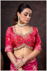Pink Silk Position Print Blouse with Antique Zari Embroidery