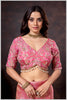 Pink Color Embroidered Blouse with Pearl Drop Detailing