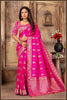 Pink Banarasi Silk Saree with Stitched Blouse