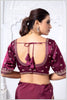 Wine Gajji Silk Blouse with Multicolor Thread and Zari Embroidery