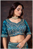 Teal Blue Gajji Silk Blouse with Multicolor Thread and Zari Embroidery