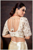 Off-white Color Embroidered Blouse with Pearl Drop Detailing