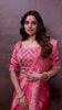 Regal Peach Zari Woven Silk Saree with Stitched Designer Blouse.