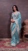 Charming Turquoise Banarasi Silk Saree with Embroidered Designer Blouse