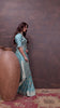 Graceful Aqua Blue Banarasi Silk Saree with Zari Accents & Embroidered Blouse
